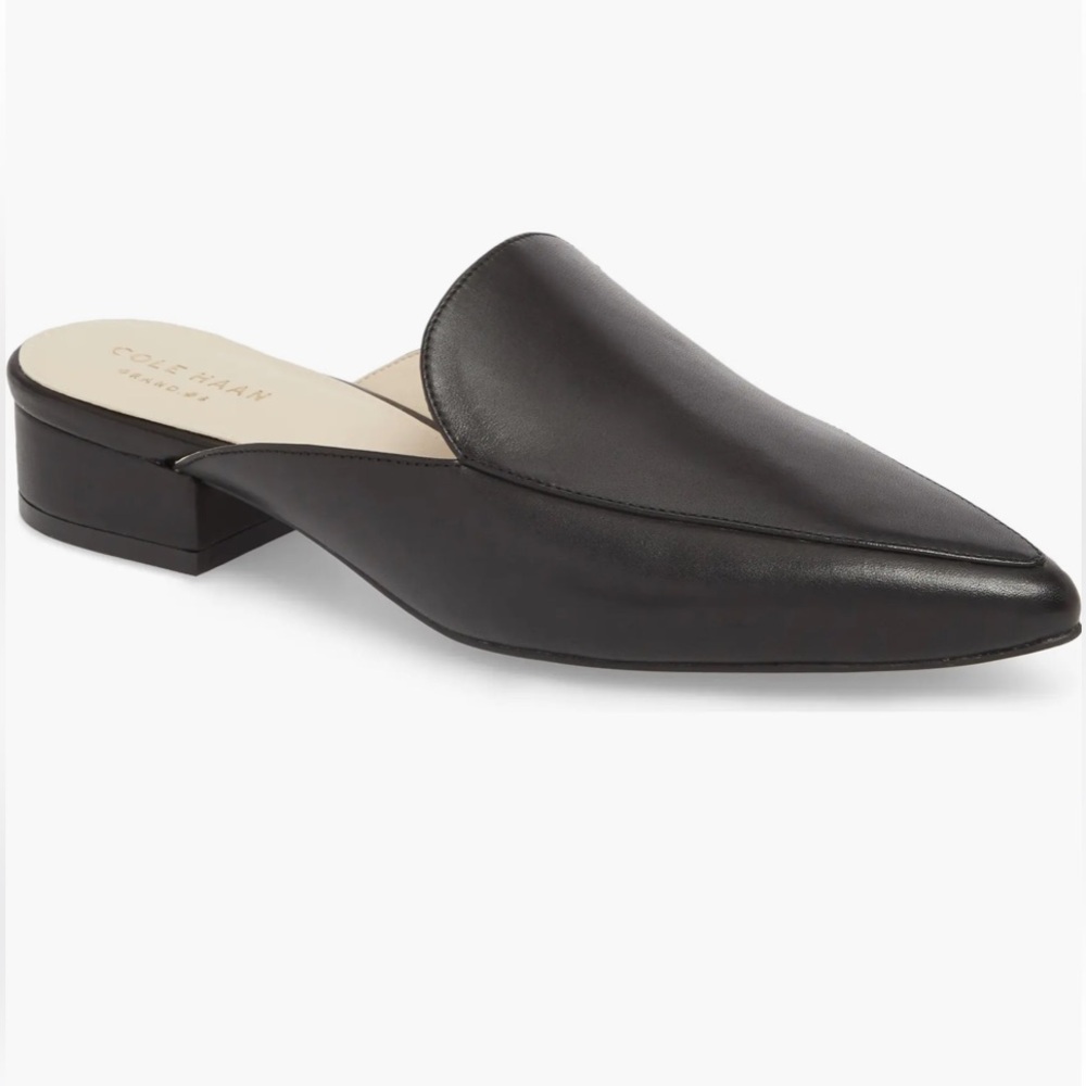COLE HAAN Women's Piper Mules Black Leather Shoes Size 6.5